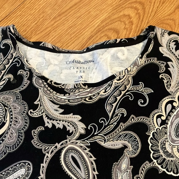 Croft & Barrow Women’s Stretch Comfy Tunic Tee Multi Color Pasley Sz 1X Preowned - Picture 6 of 9